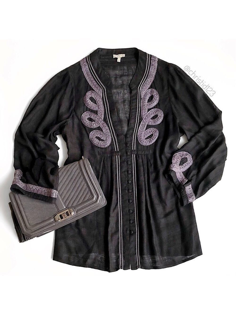 Joie Ayana Silk Embroidered Tunic Top